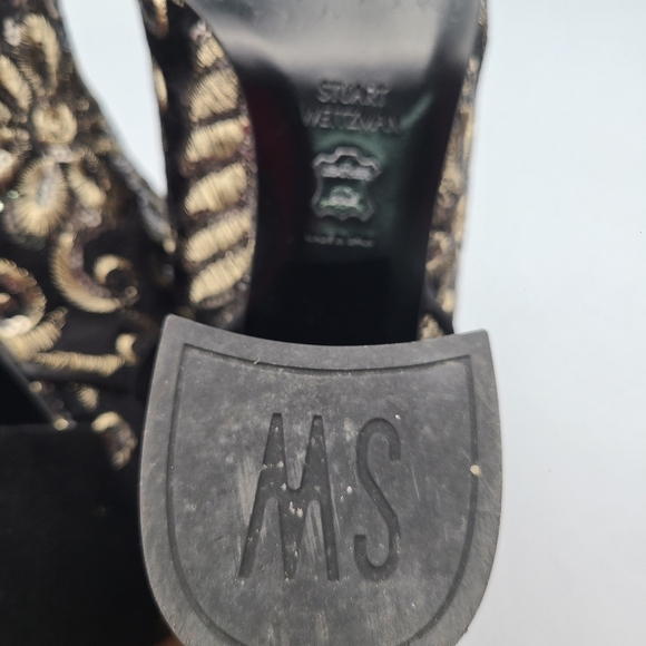 Stuart Weitzman Women's Sz 6.5 M Mediate Sequins Embroidered Metallic Bo… - Picture 11 of 11